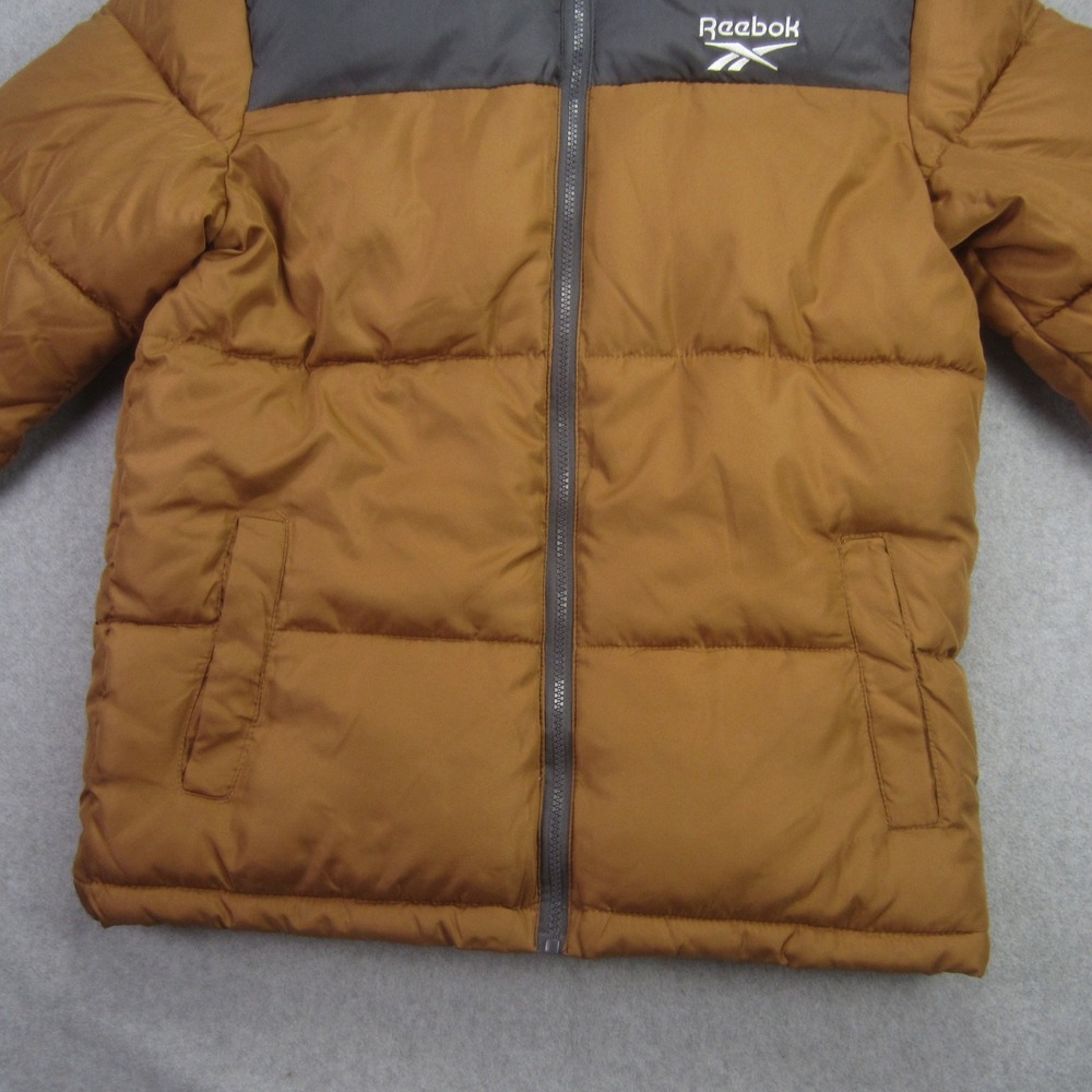 Reebok‎ Jacket Boys Youth Large 14/16 Timber Brown Grey Puffer Hooded Full Zip - Picture 6 of 16